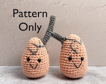 Crochet Anatomical Lungs- PDF PATTERN | Crochet Anatomy, Body Parts, Medical Patterns