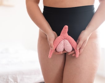 Crochet Anatomical Clitoris Plush Toy, Feminist Woman's Power Clit Gift