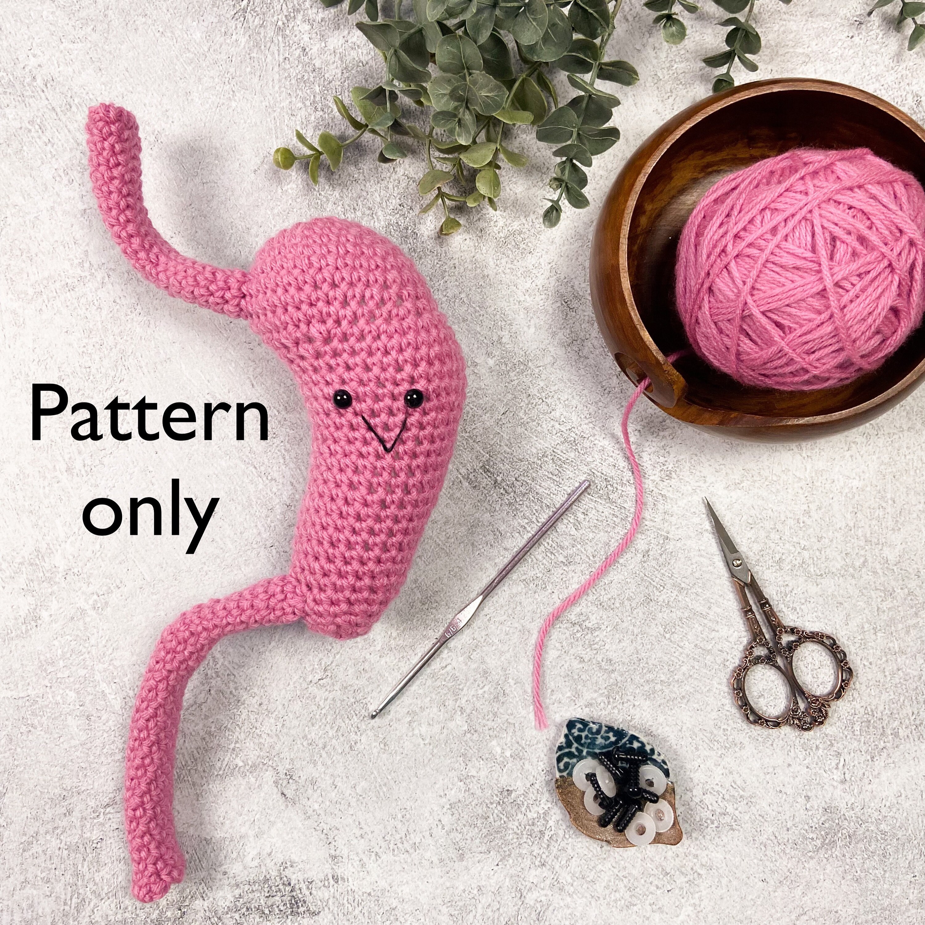 Crochet Anatomical Stomach- PDF PATTERN | Crochet Anatomy, Body Parts, Medical, Doctor, Nurse, Digestive System Anatomy Model Patterns