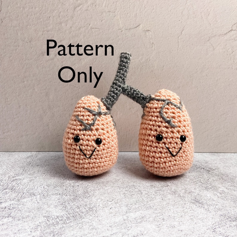 Crochet Anatomical Lungs PDF PATTERN Crochet Anatomy, Body Parts, Medical Patterns image 1