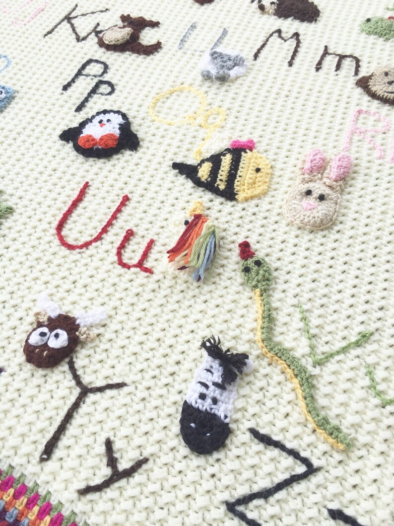 Crochet Animal Alphabet Baby Blanket Crochet Alphabet Baby Etsy