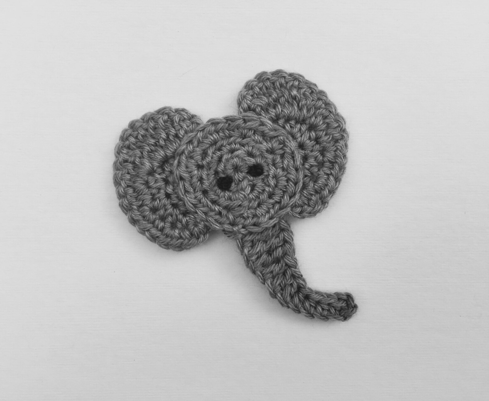 Crochet Elephant Head Applique Elephant Embellishment Etsy