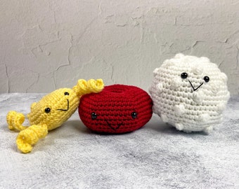 Crochet Blood Cell Plush Trio, Anatomy Science Gift