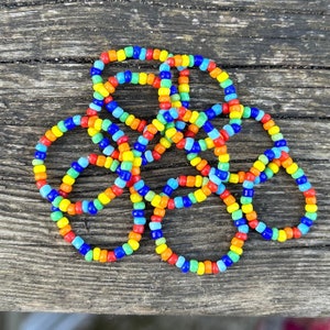 Colourful Seed Bead Ring: Handmade Stretch Stacking Ring