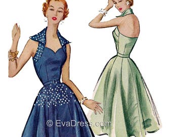 1953 Halter Gown Pattern by EvaDress