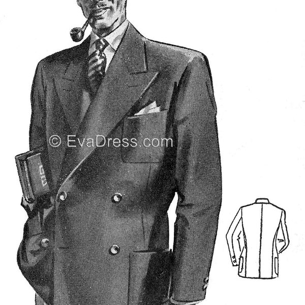 Blazer pour homme des années 40, MOTIF NUMÉRIQUE multi-tailles de 42 à 46 po. poitrine par EvaDress