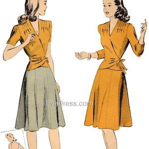1942 Two-Piece Dress DIGITAL PATTERN 40" to 46" bust by EvaDress
