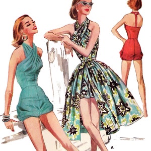 1956 Swim or Play Suit & Skirt - A 1950&#39;s Favorite!  EvaDress Patterns