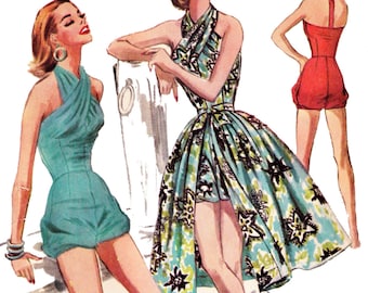 1956 Swim or Play Suit & Skirt - A 1950's Favorite!  EvaDress Patterns