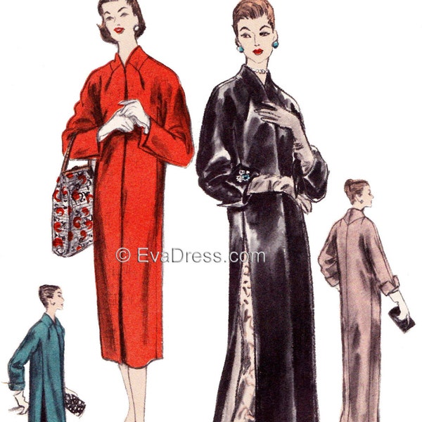 1957 Vogue Kimono Day or Evening Coat EvaDress Pattern