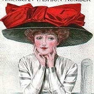1910 EvaDress-patroon hoed met brede rand, 20" breed