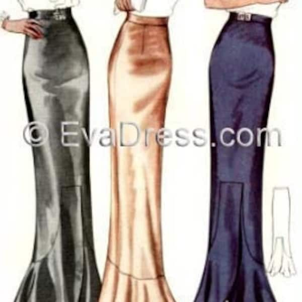 1935 Evening Skirt with Flounce EvaDress Pattern