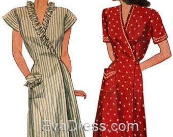 1944 House Shirtwaist Dress Pattern by EvaDress