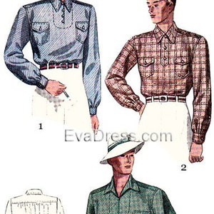 1939 Men's Sports Shirts Pattern by EvaDress - Multi-size