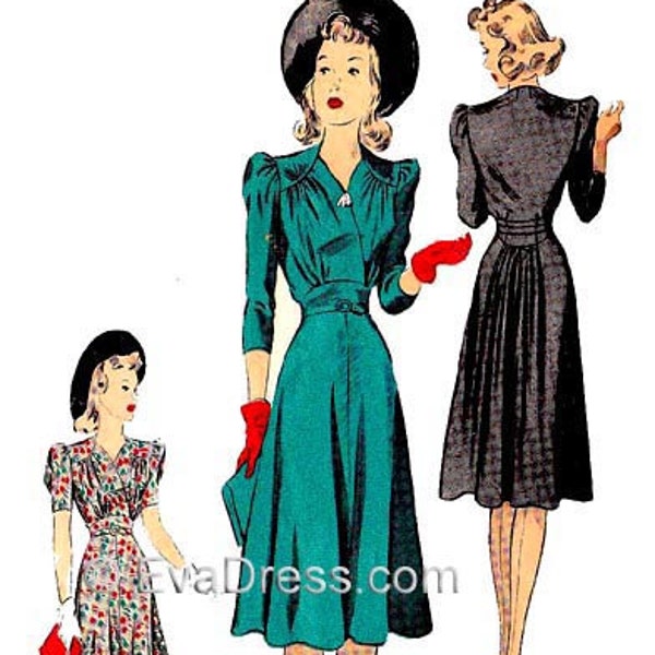 1940 Dress 38" to 42" bust DIGITAL PATTERN by EvaDress