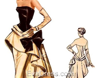 1951 Evening Gown DIGITAL PATTERN 40 to 46 inch bust by EvaDress