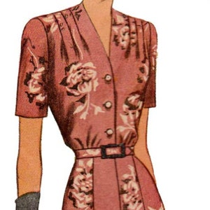 1943 Shirtwaist Dress DIGITAL PATTERN 48&quot; to 52&quot; bust by EvaDress