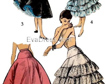 1956 Petticoats DIGITAL PATTERN set A (26" to 32" waist) by EvaDress