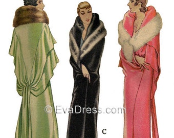 1929 Deco Evening Wrap Pattern by EvaDress