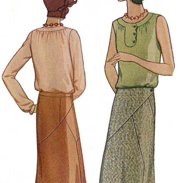 1929 Blouse & Skirt DIGITAL PATTERN 32" to 38" bust by EvaDress