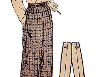 1940's Men's Wide Leg Trousers 32" to 38" waist DIGITAL Pattern by EvaDress