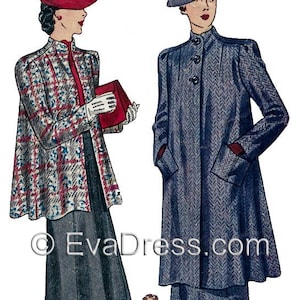 1939 Skirt & Swagger Coat Ensemble EvaDress Pattern!