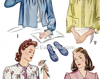1943 Bed Jackets & Slippers Pattern by EvaDress