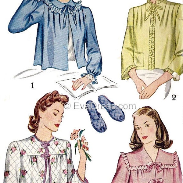 1943 Bed Jackets & Slippers Pattern by EvaDress