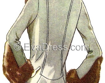 1929 Fur-Trimmed Coat with Large Collar EvaDress Pattern