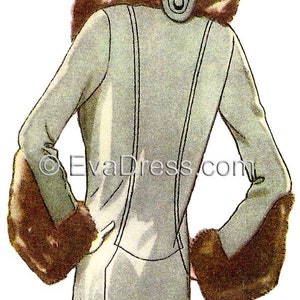 1929 Fur-Trimmed Coat with Large Collar EvaDress DIGITAL Pattern 34&quot; bust