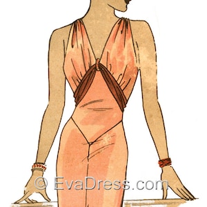1934 Evening Dress Pattern, DIGITAL PATTERN set A (30&quot; to 38&quot; bust) by EvaDress!