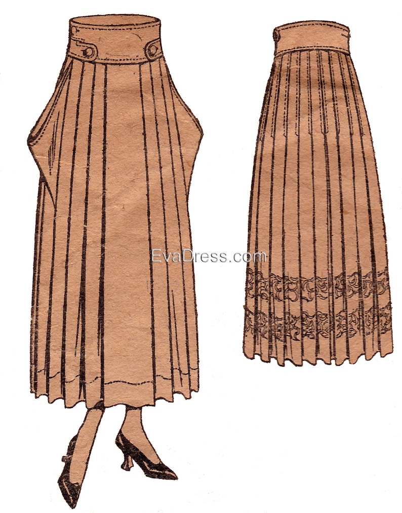 WW1, 1914-1919 Sewing Patterns 1917 Skirt Pattern by EvaDress $18.00 AT vintagedancer.com