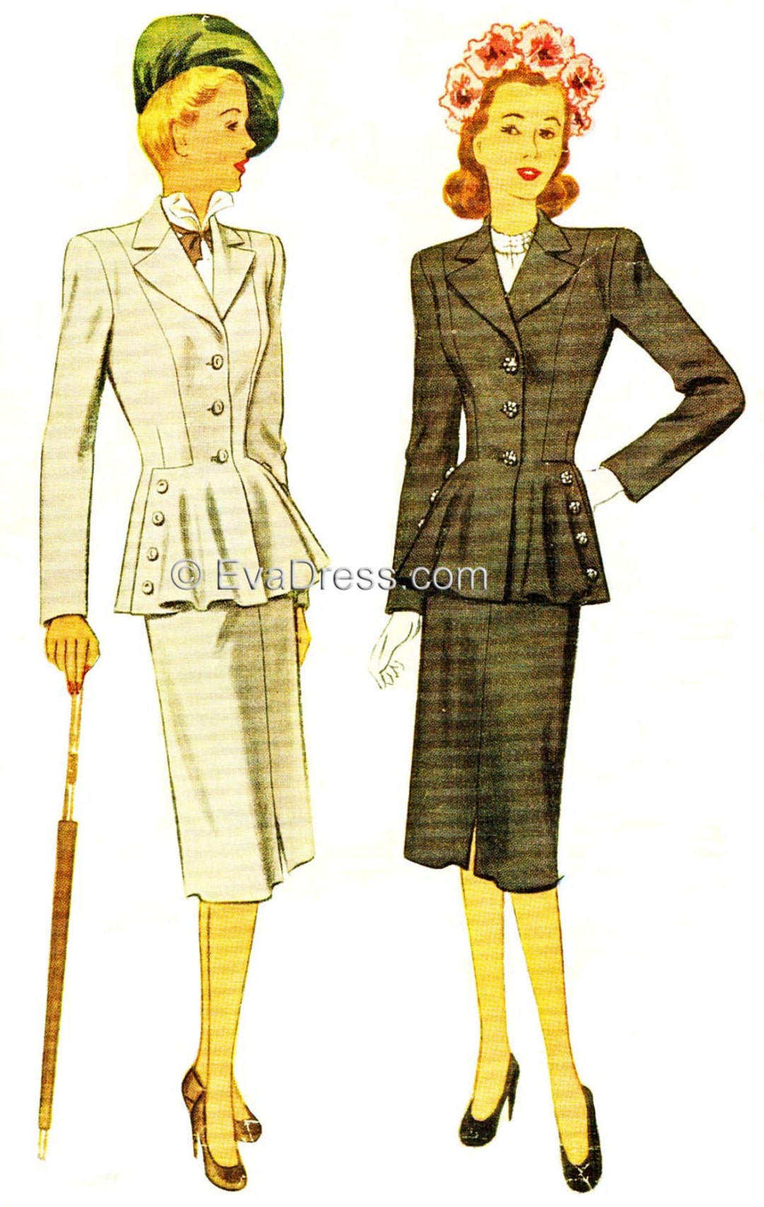 1947 Two-piece Suit New-look Inspired Pattern by Evadress - Etsy