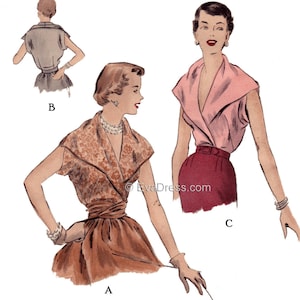 1949 Vogue Kimono Blouse Pattern by EvaDress