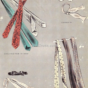 1953 Set of  Four Neck Ties EvaDress Pattern