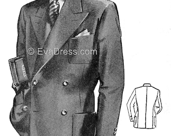 Blazer da uomo anni '40, modello multi-taglia di EvaDress