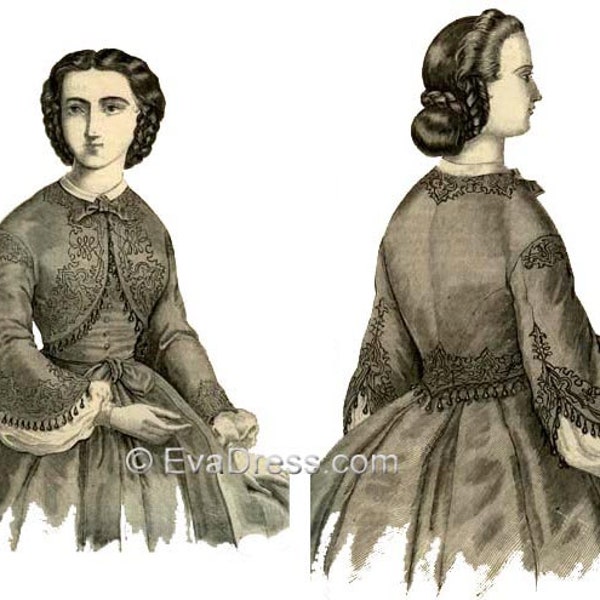 1862 Veste Figaro or Spanish Jacket and Gilet (Vest) or Sheer Pattern by EvaDress