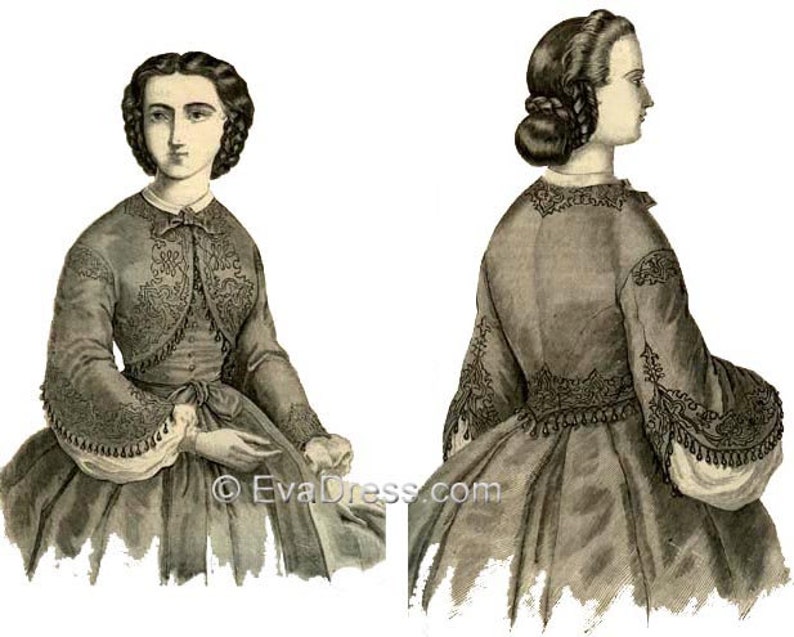 Victorian Blouses, Tops, Shirts, Vests, Sweaters 1862 Sheer Waist Pattern by EvaDress $17.00 AT vintagedancer.com