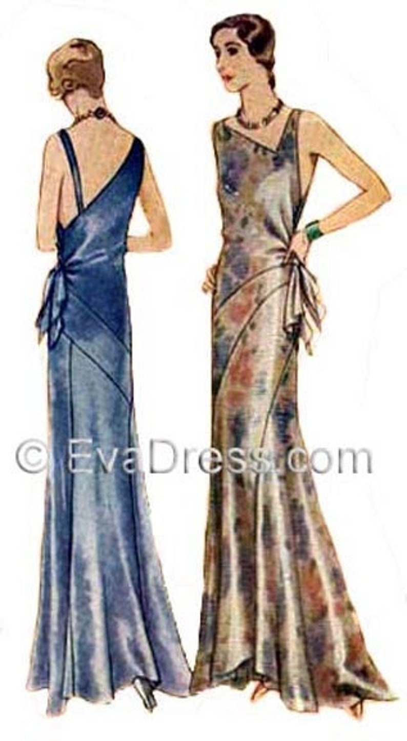 1930 Evening Gown Pattern by EvaDress, Vionnet-esque image 1