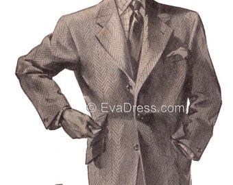 1940's Men's Semi-Hacking Jacket, Multi-size DIGITAL PATTERN Set A by EvaDress