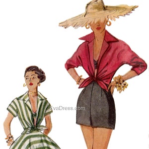 1953 Front-tie Shirt EvaDress Pattern