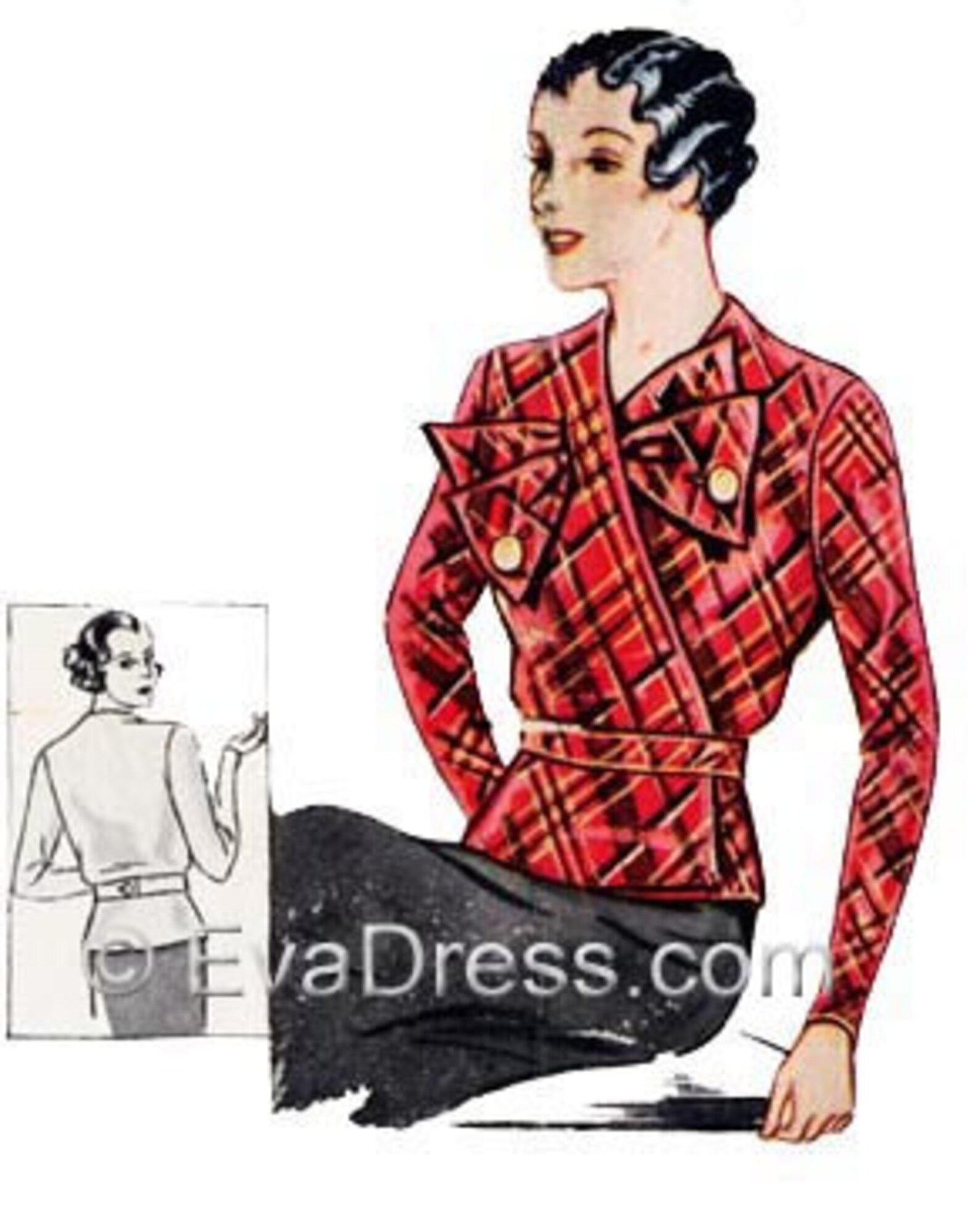1935 Jabot Blouse Pattern by Evadress Etsy