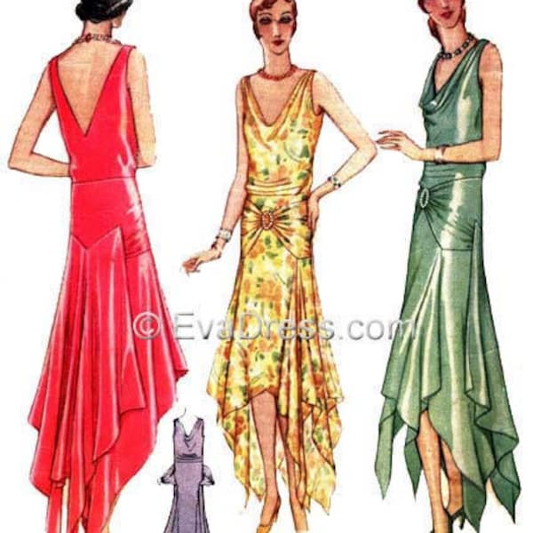 1929 Evening Frock DIGITAL PATTERN set C by EvaDress