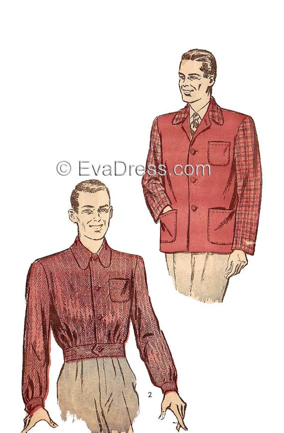 1940 s Men s Jackets Sizes 38 to 44 Chest DIGITAL PATTERN by Evadress Etsy