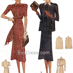 Mönster för klänning och jacka för gravida (eller inte) från 1938 av EvaDress