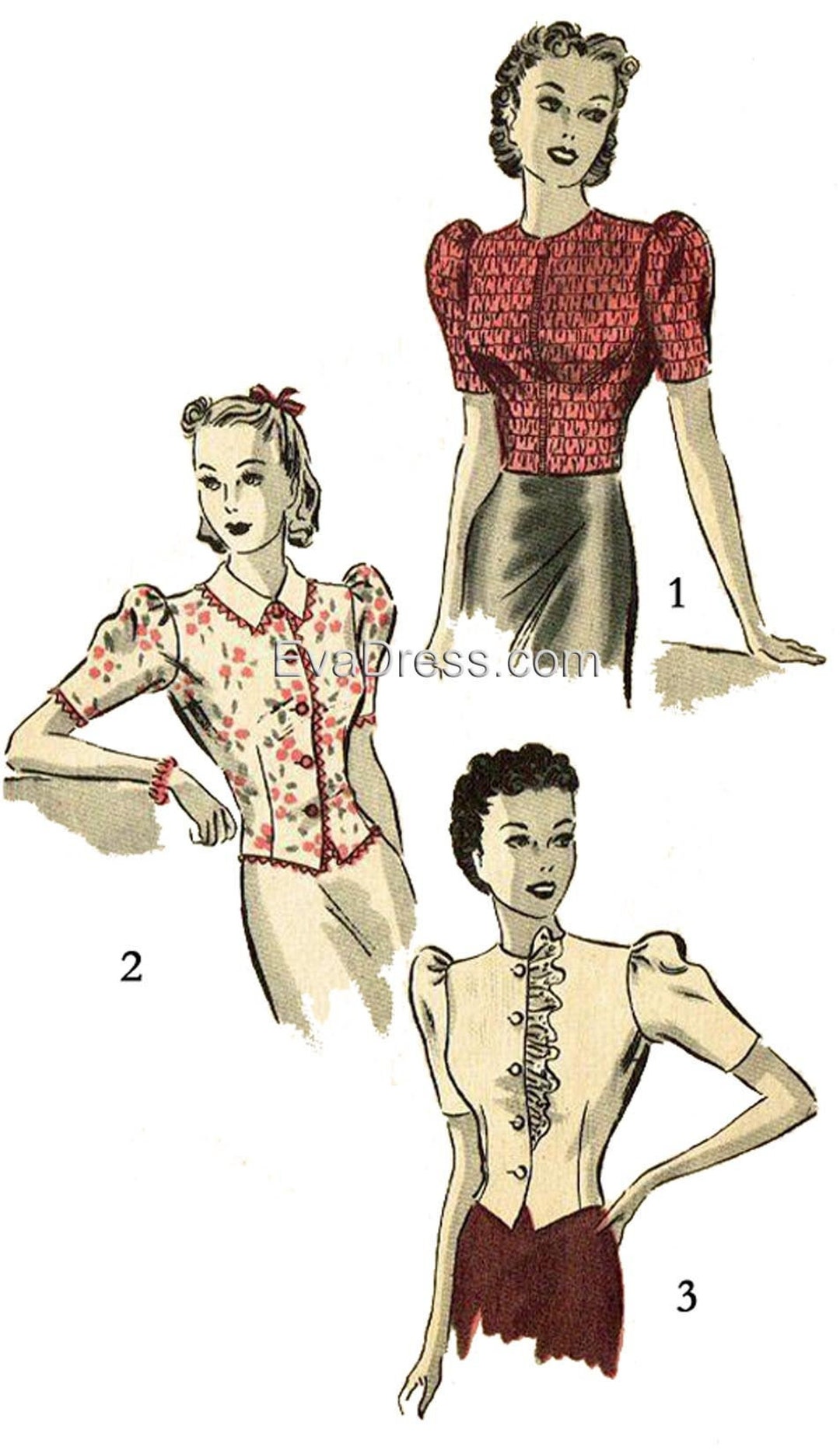 1937 Blouses Pattern by Evadress - Etsy