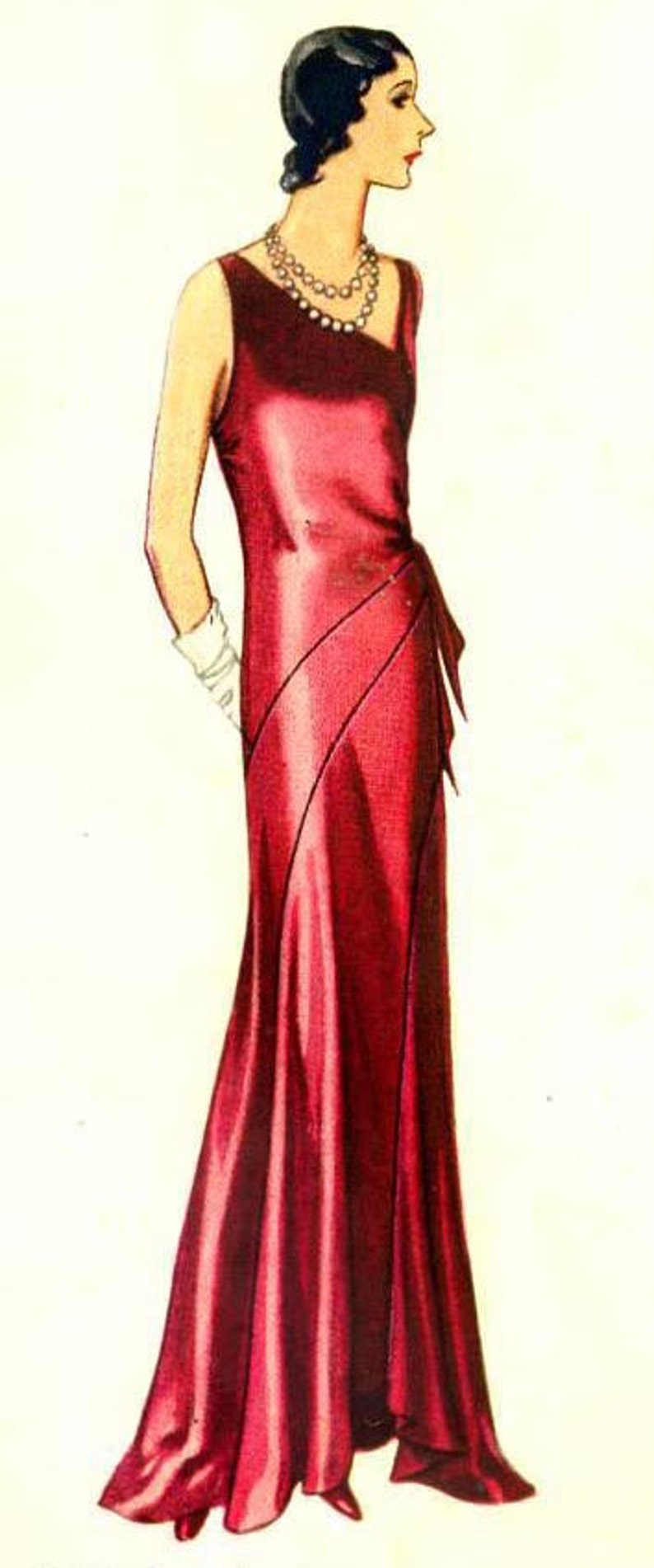 1930 Evening Gown Pattern by EvaDress, Vionnet-esque image 2