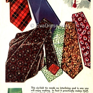 1937 Six-Fold Neck Tie EvaDress Pattern
