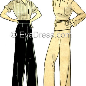 May include: Two women wearing different styles of trousers and tops. The woman on the left is wearing a striped shirt and black trousers. The woman on the right is wearing a plain shirt and beige trousers. Both women are wearing hats.