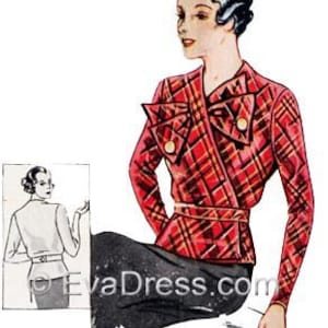 1934 Jabot Blouse Pattern by EvaDress